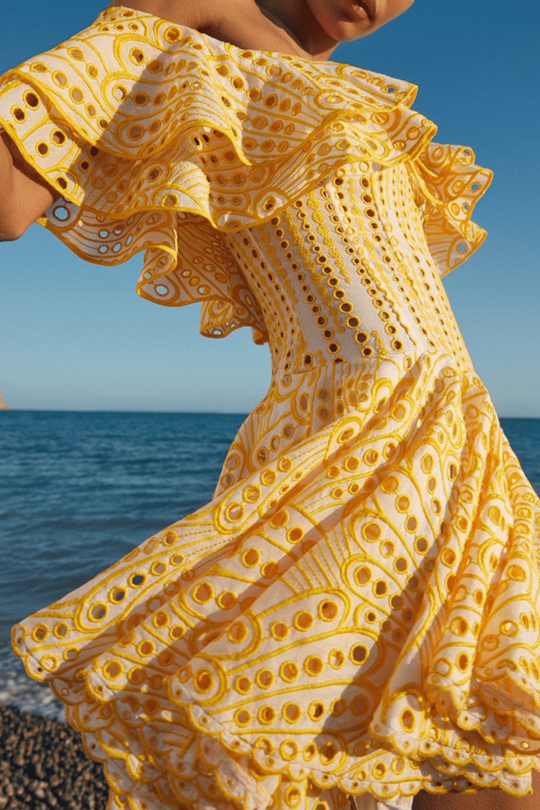 Dolly İşlemeli Dantel Fırfırlı Korse Flare Mini Elbise