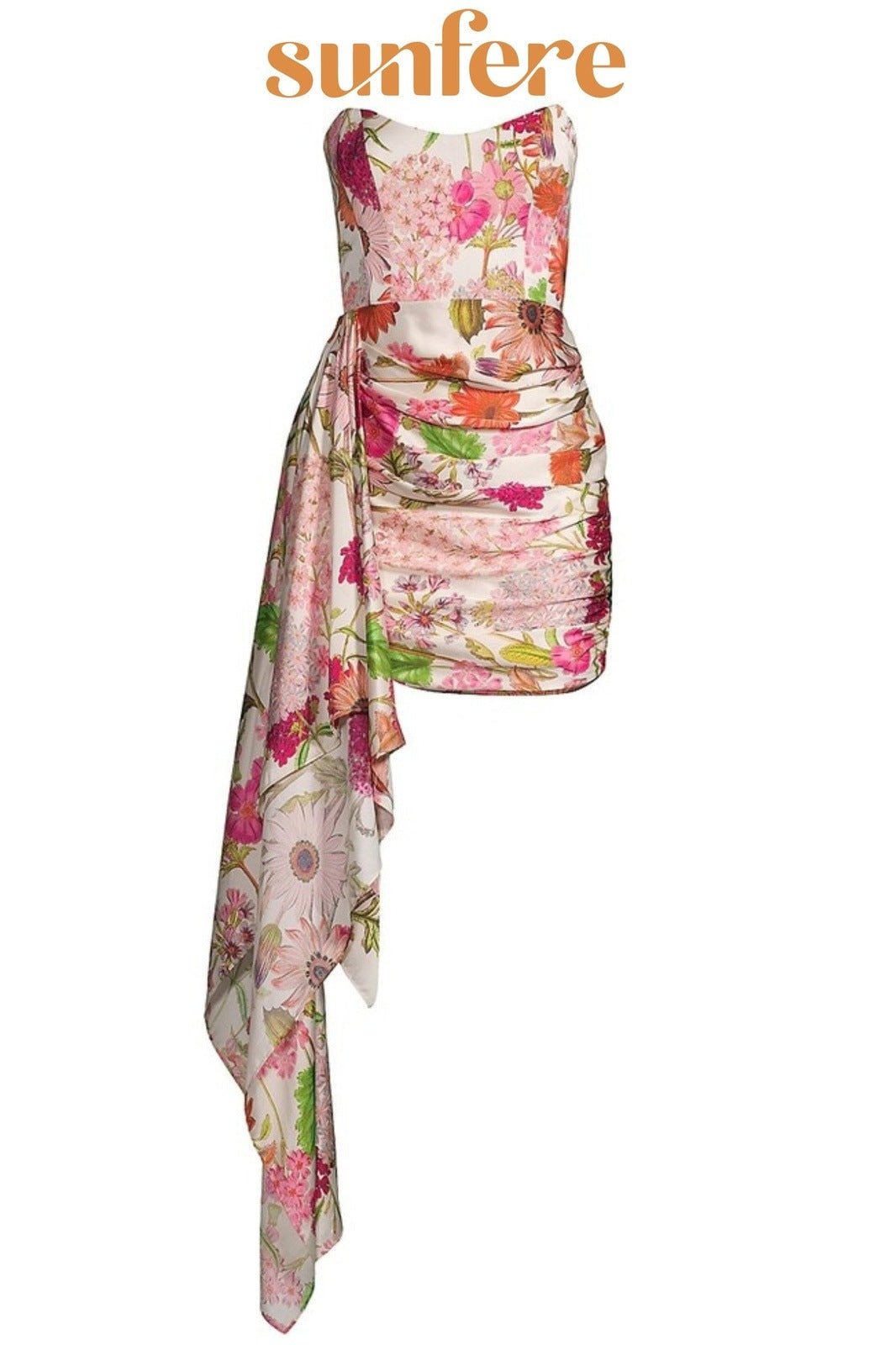 Dorothy Baskılı Büzgülü Korse Mini Elbise