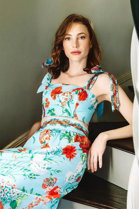 Eartha Baskılı Askılı Üçlü Yüzme Seti