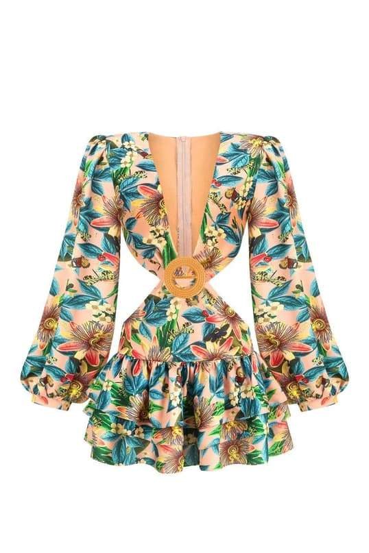 Edana Kesikli Katlı Mini Elbise