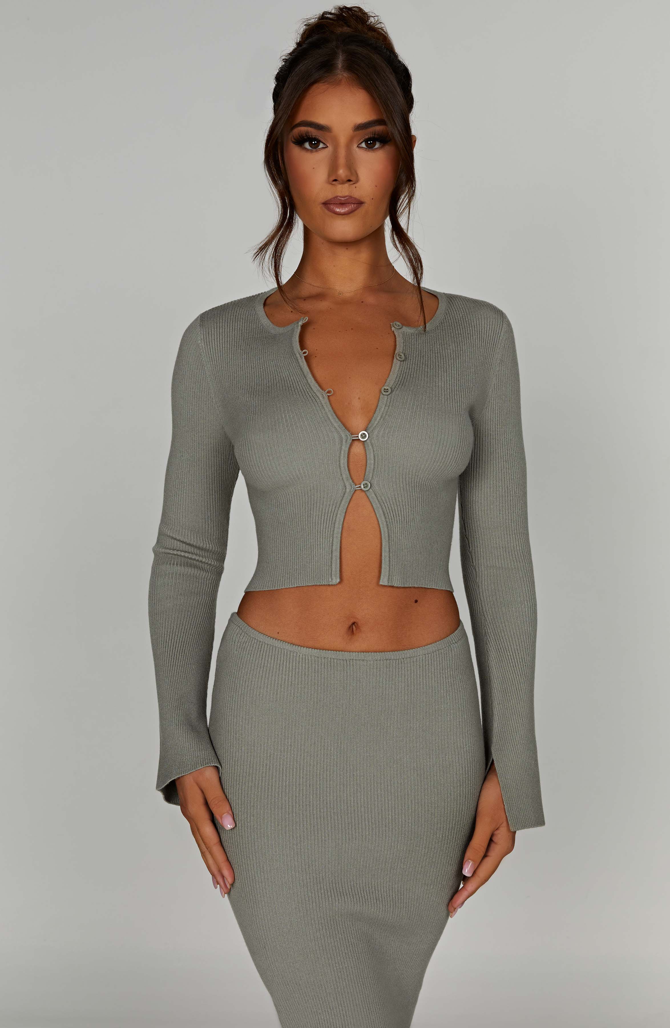 Crop Fitilli Triko Hırka – Çağla Yeşili