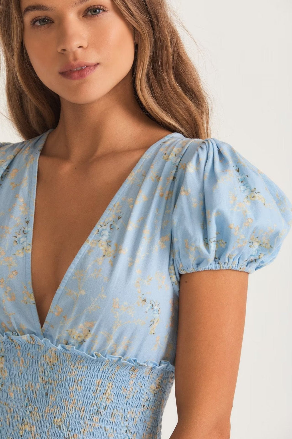 Eunice Baskılı Büzgülü Katlı Mini Elbise