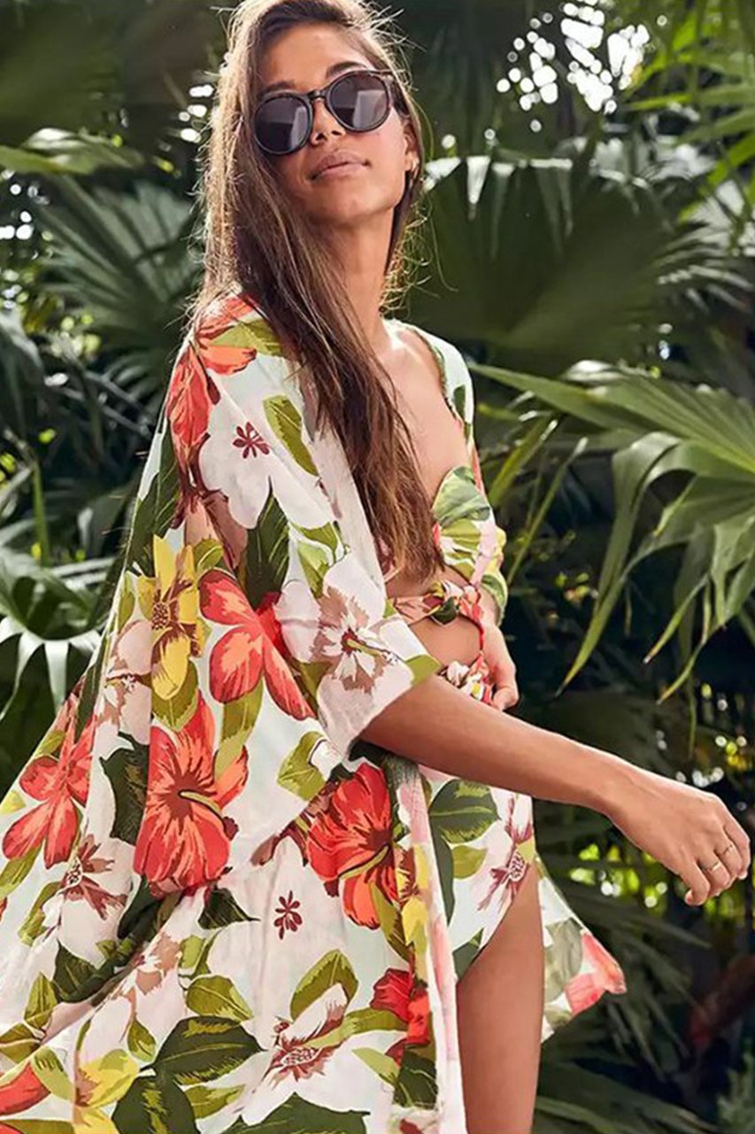 Evade Çiçek Baskılı İki Parça Yüzme Seti