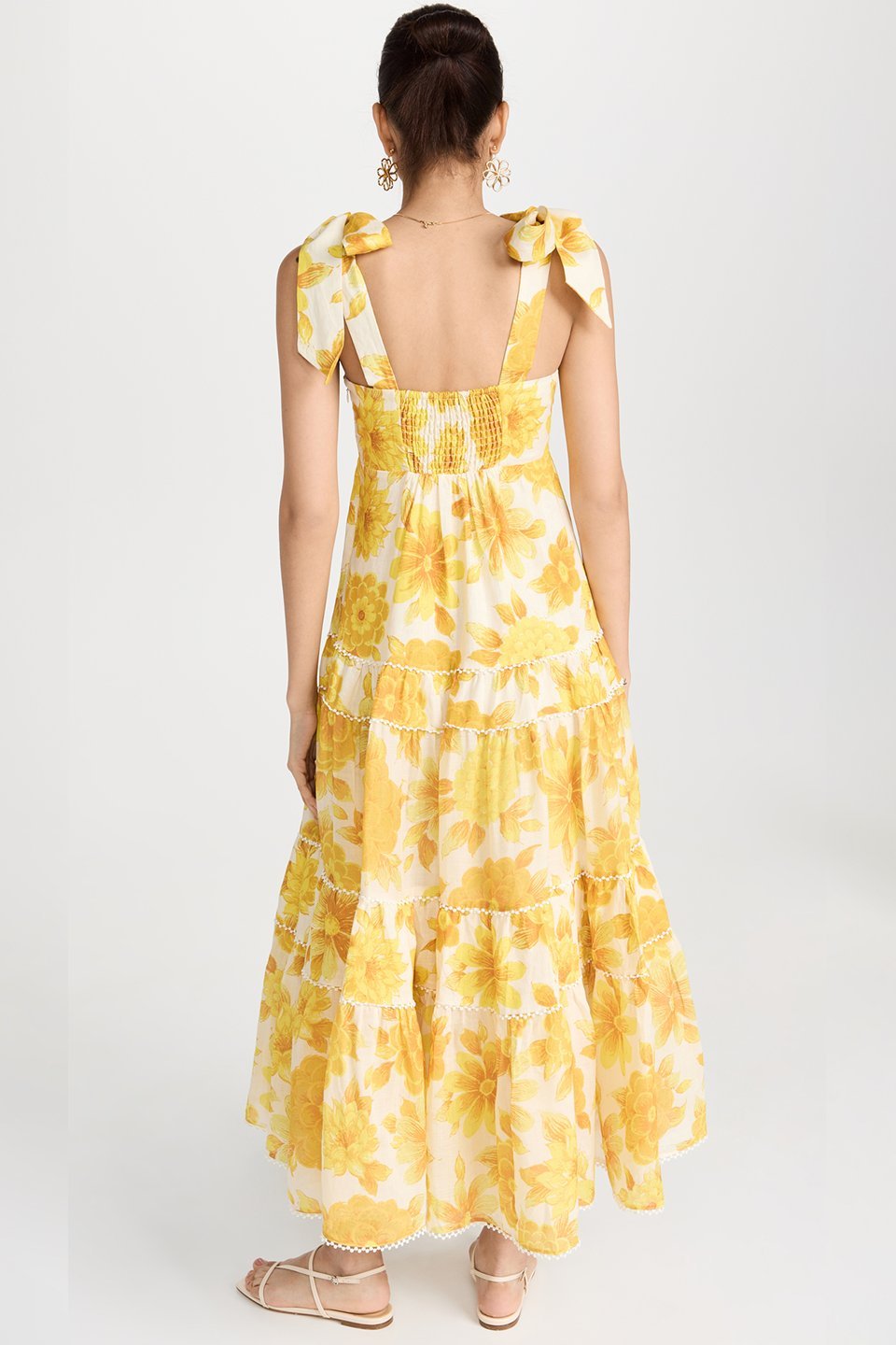 Faye Baskılı Papyon Askılı Midi Elbise