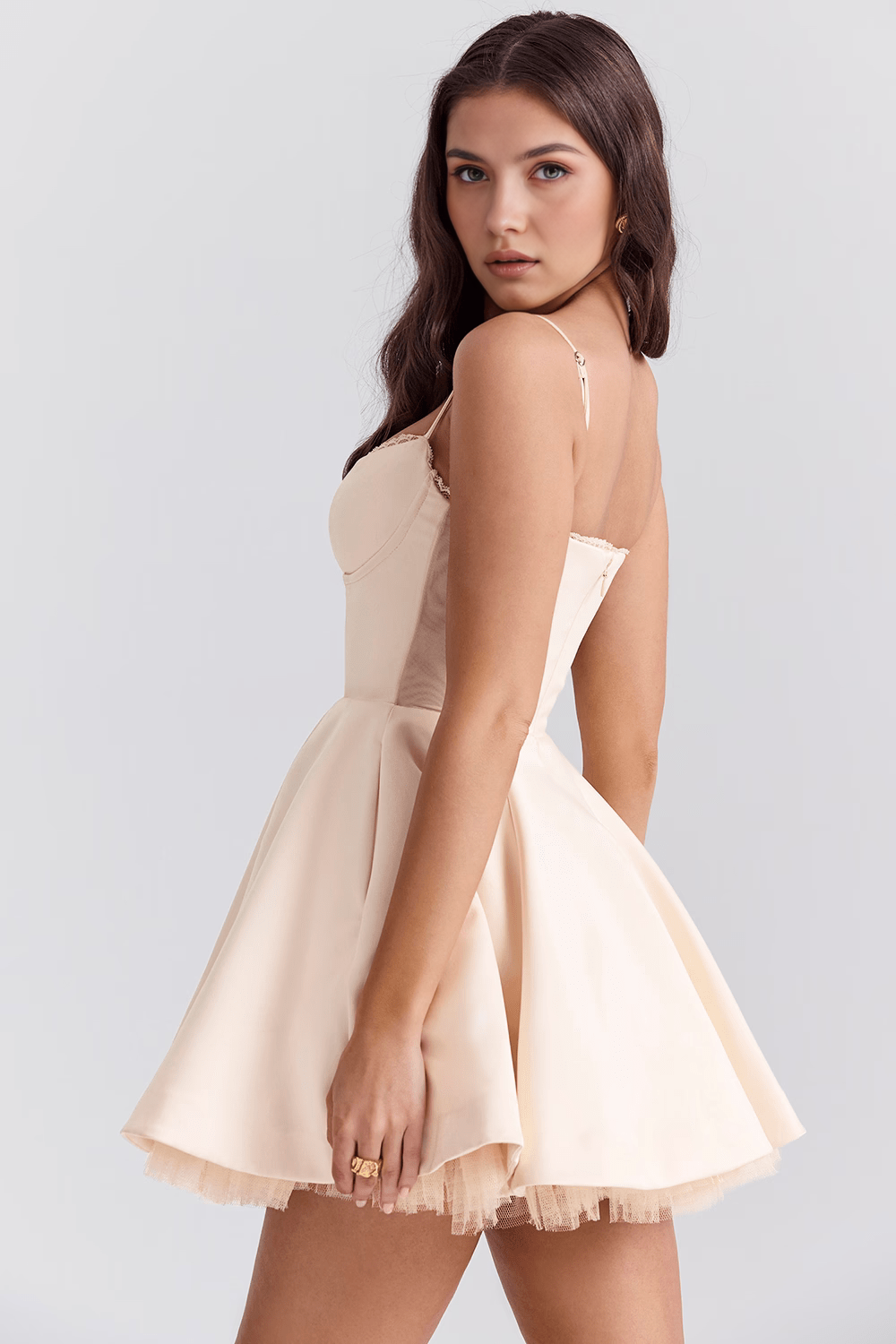 Askılı Fit Ve Flare Mini Elbise