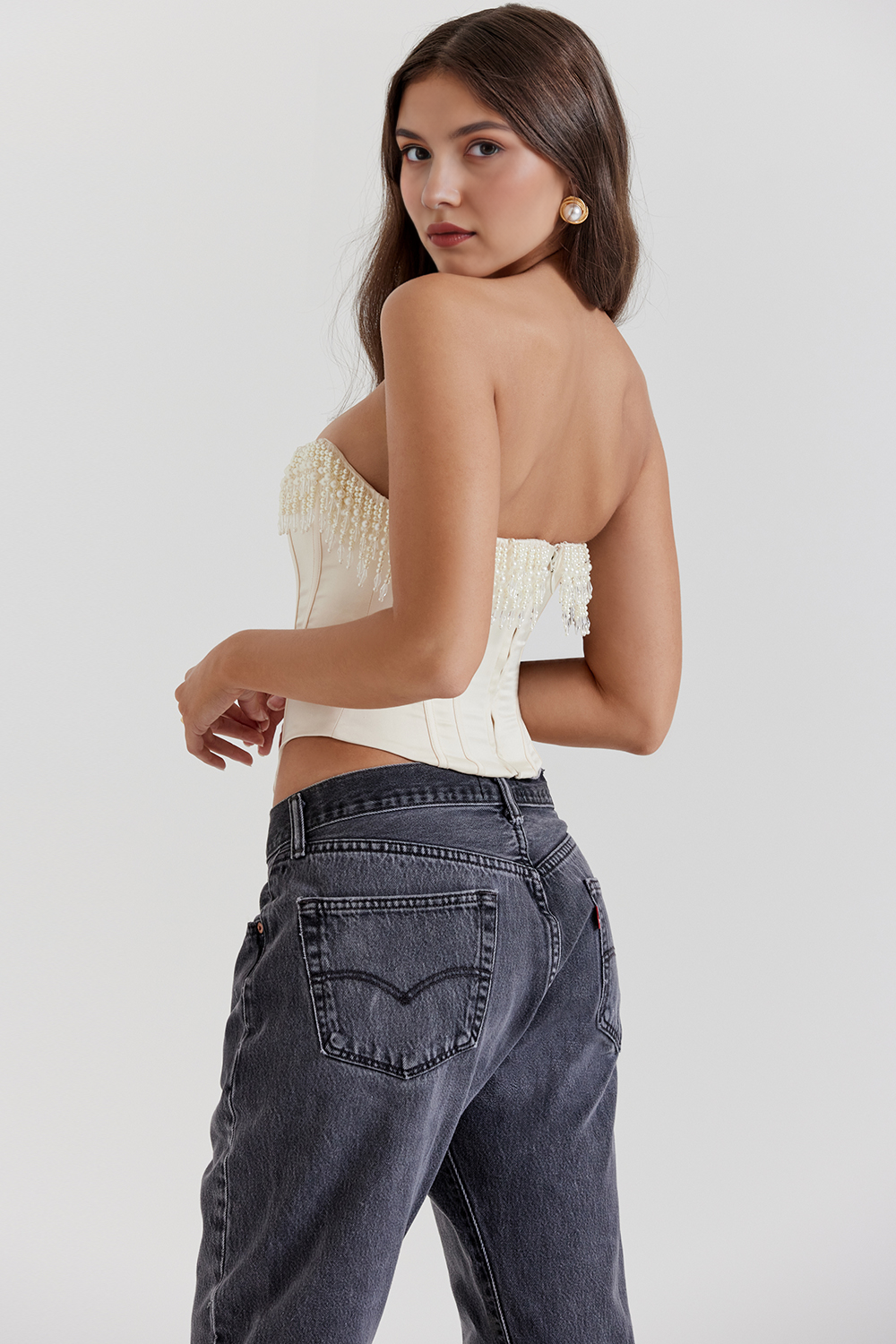 İncili Straplez Korset