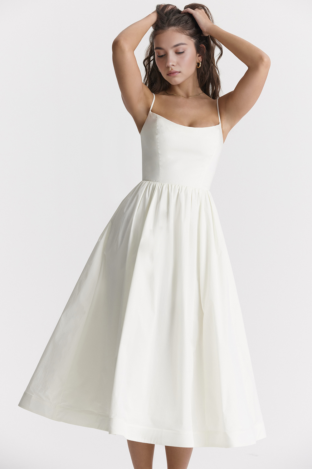 Askılı Büzgülü Midi Elbise