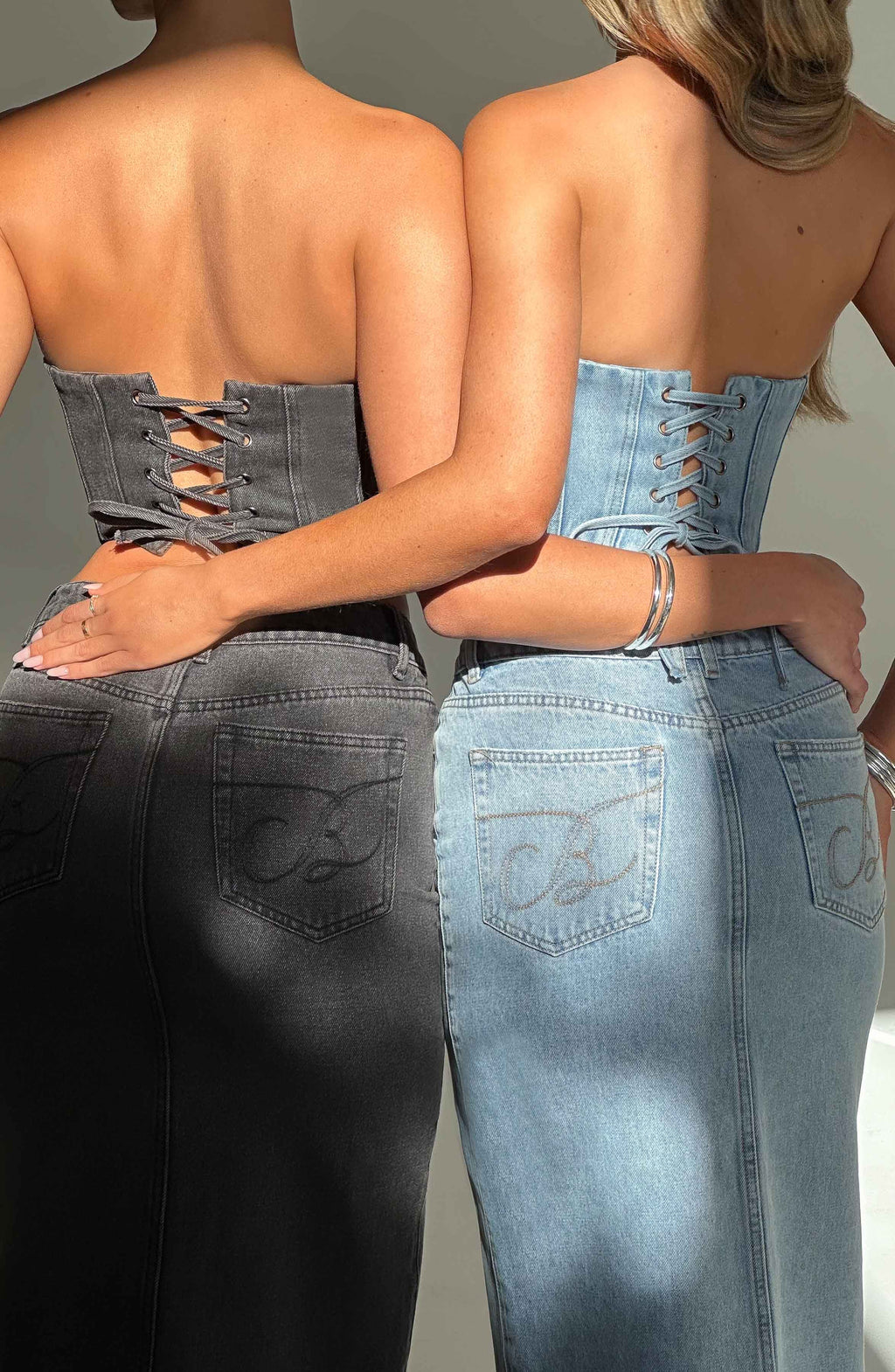 Yüksek Bel Yırtmaçlı Midi Kalem Etek – Açık Mavi