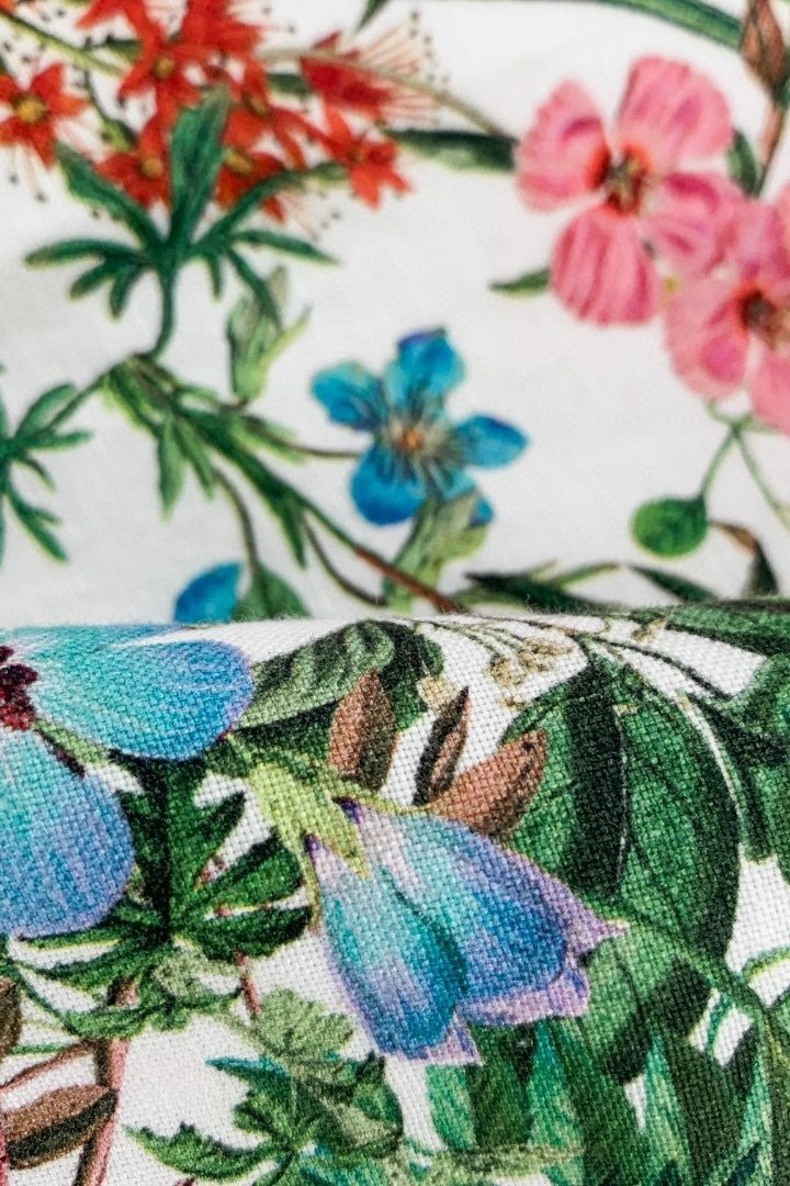 Gabrielle Baskılı Papyonlu Keten Mini Elbise