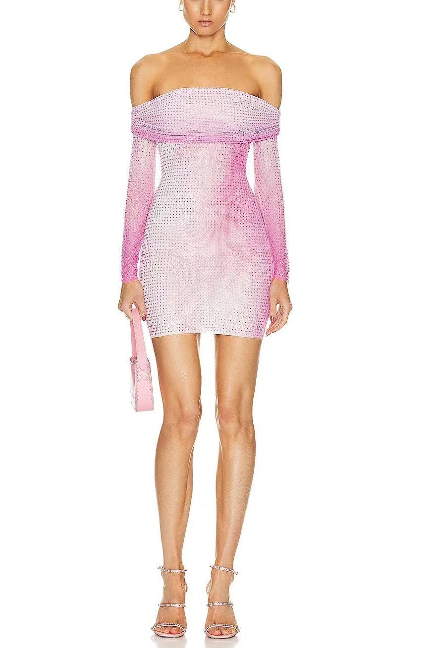 Gemma Baskılı Diamante Mini Elbise