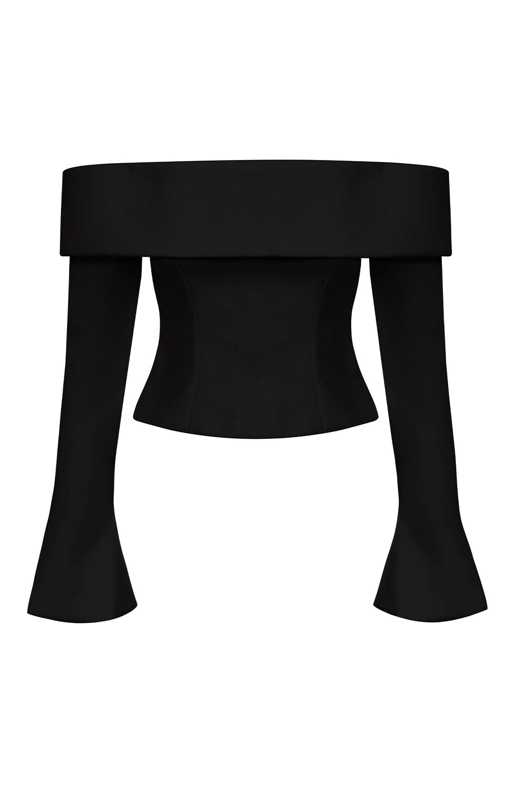 Düşük Omuzlu Volanlı Kol Detaylı Mini Bluz – Siyah