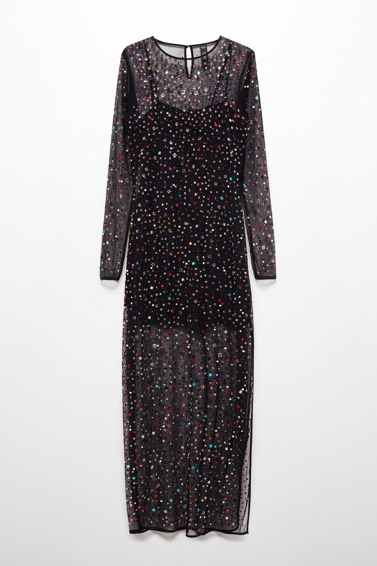 Georgia Diamante Transparan Midi Elbise