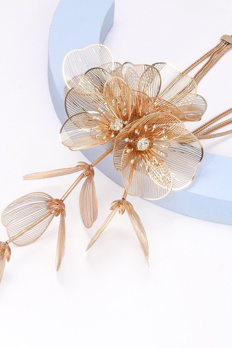 Altın Örgü Pırlanta Çiçek Takı Seti