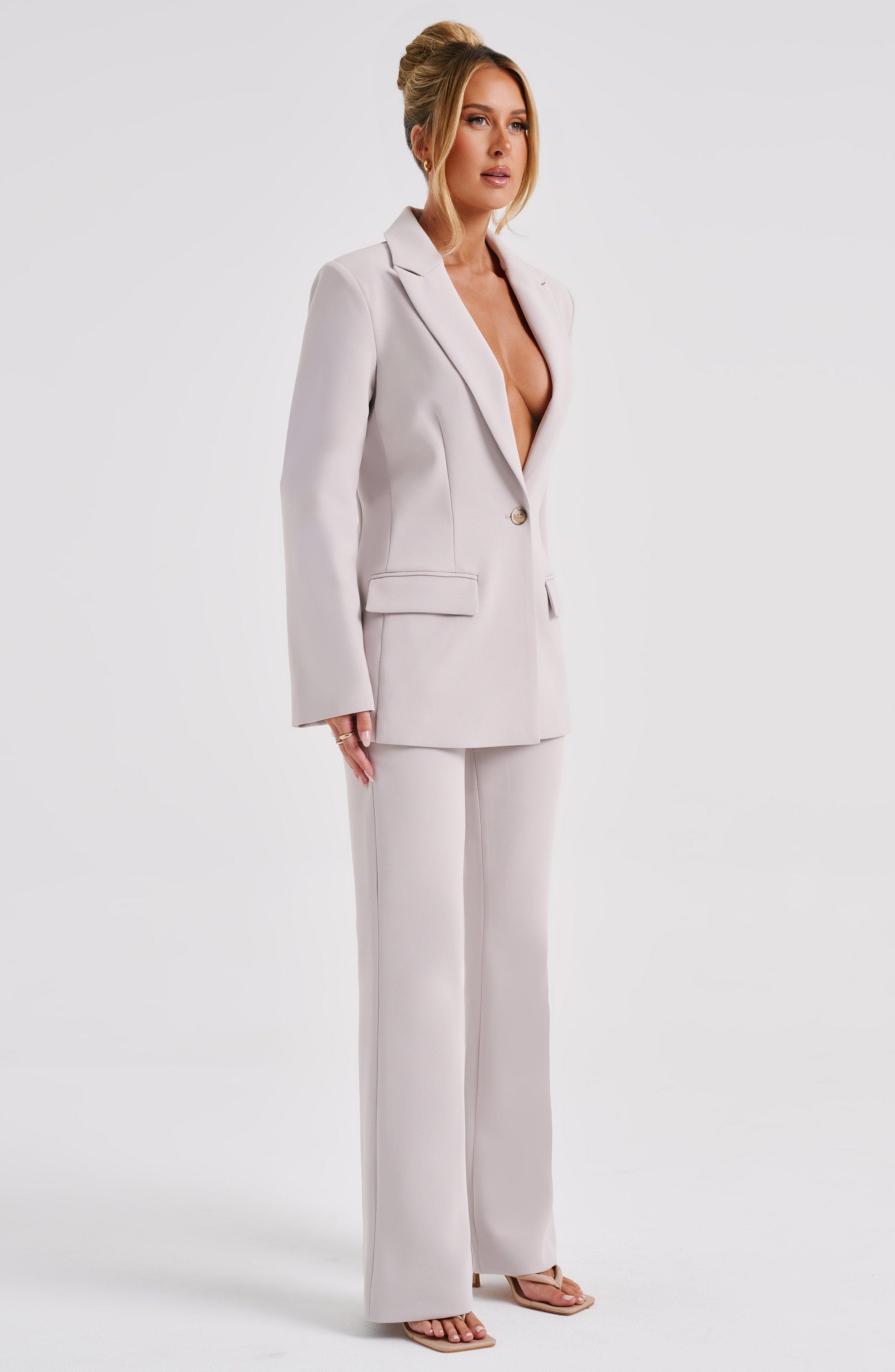 Yüksek Bel İspanyol Paça Kumaş Pantolon – Vizon