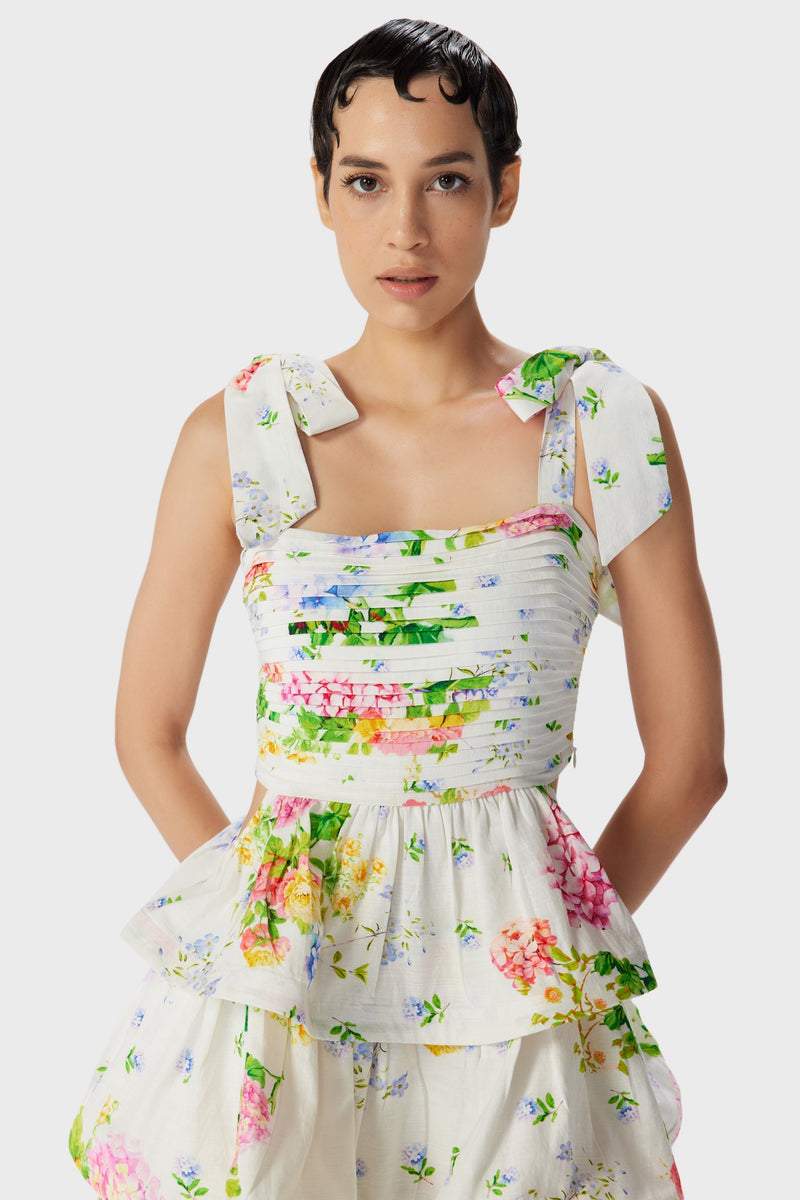 Hulda Baskılı Katlı Cut-Out Midi Elbise