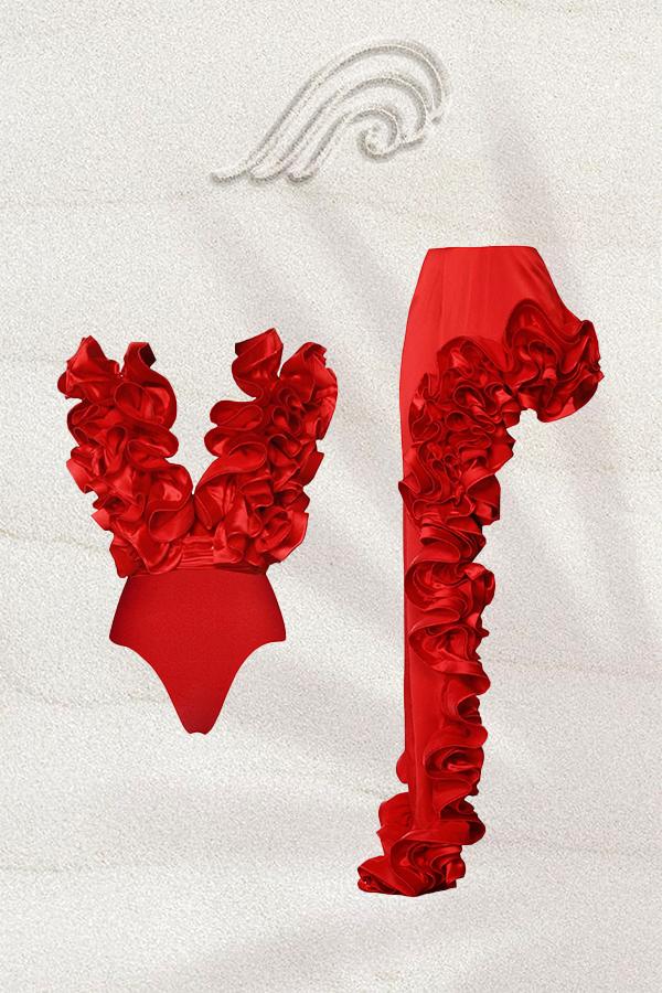 Ida Fırfırlı İki Parçalı Yüzme Seti