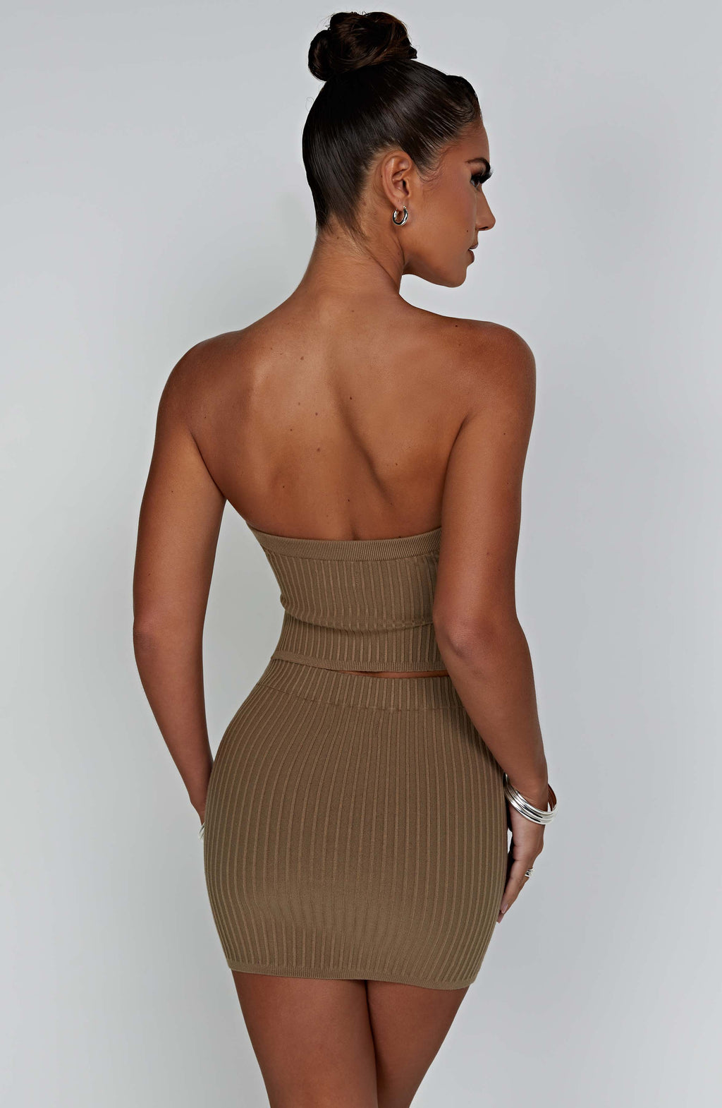 Dar Kesim Fitilli Mini Etek – Haki