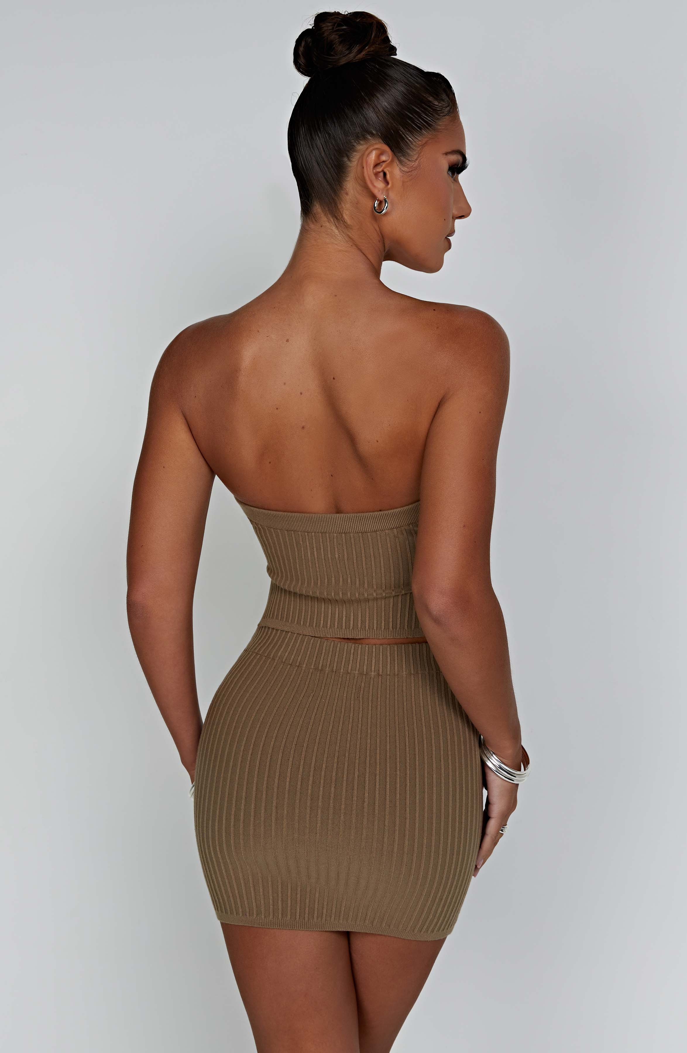 Dar Kesim Fitilli Mini Etek – Haki