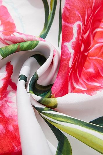 Jemima Baskılı Düşük Omuz Büzgülü Mini Elbise