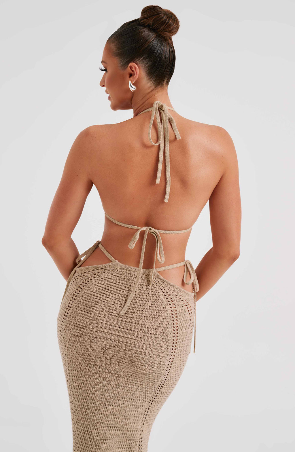 Crochet Halter Yaka Bağcıklı Üst – Bej