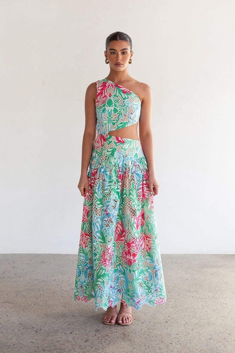 Jocelyn İşlemeli Cut-Out Midi Elbise