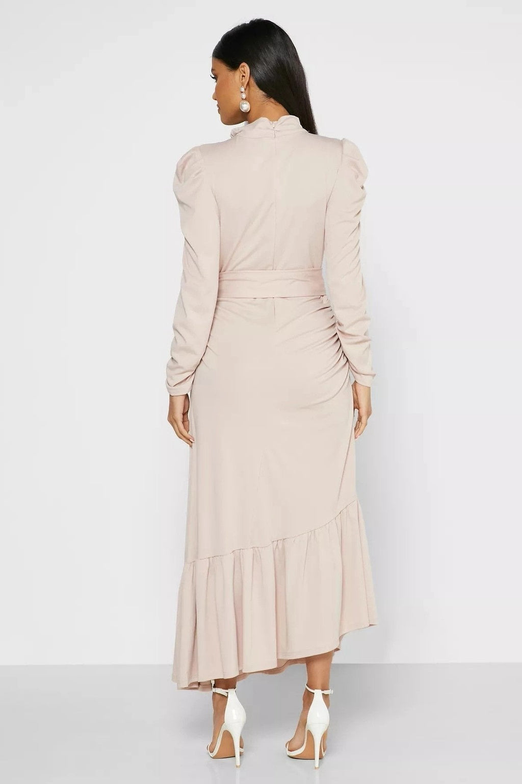 Jode Papyonlu Kuşaklı Flare Midi Elbise