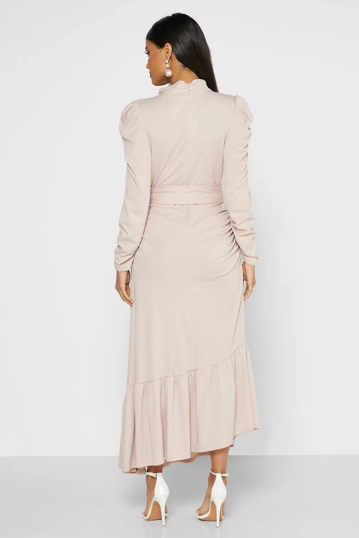 Jode Papyonlu Kuşaklı Flare Midi Elbise