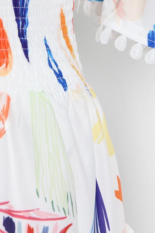 Florence Baskılı Büzgülü Korsajlı Mini Elbise