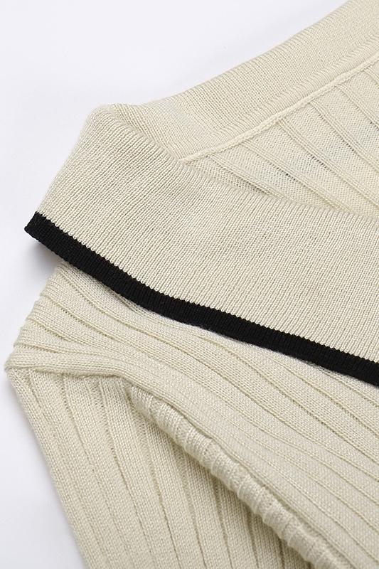 Carol Kontrast Polo Triko Midi Elbise