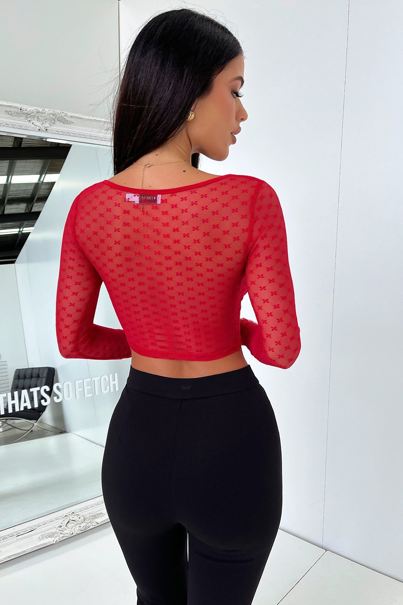 Kacey Uzun Sleeve Top - Kırmızı