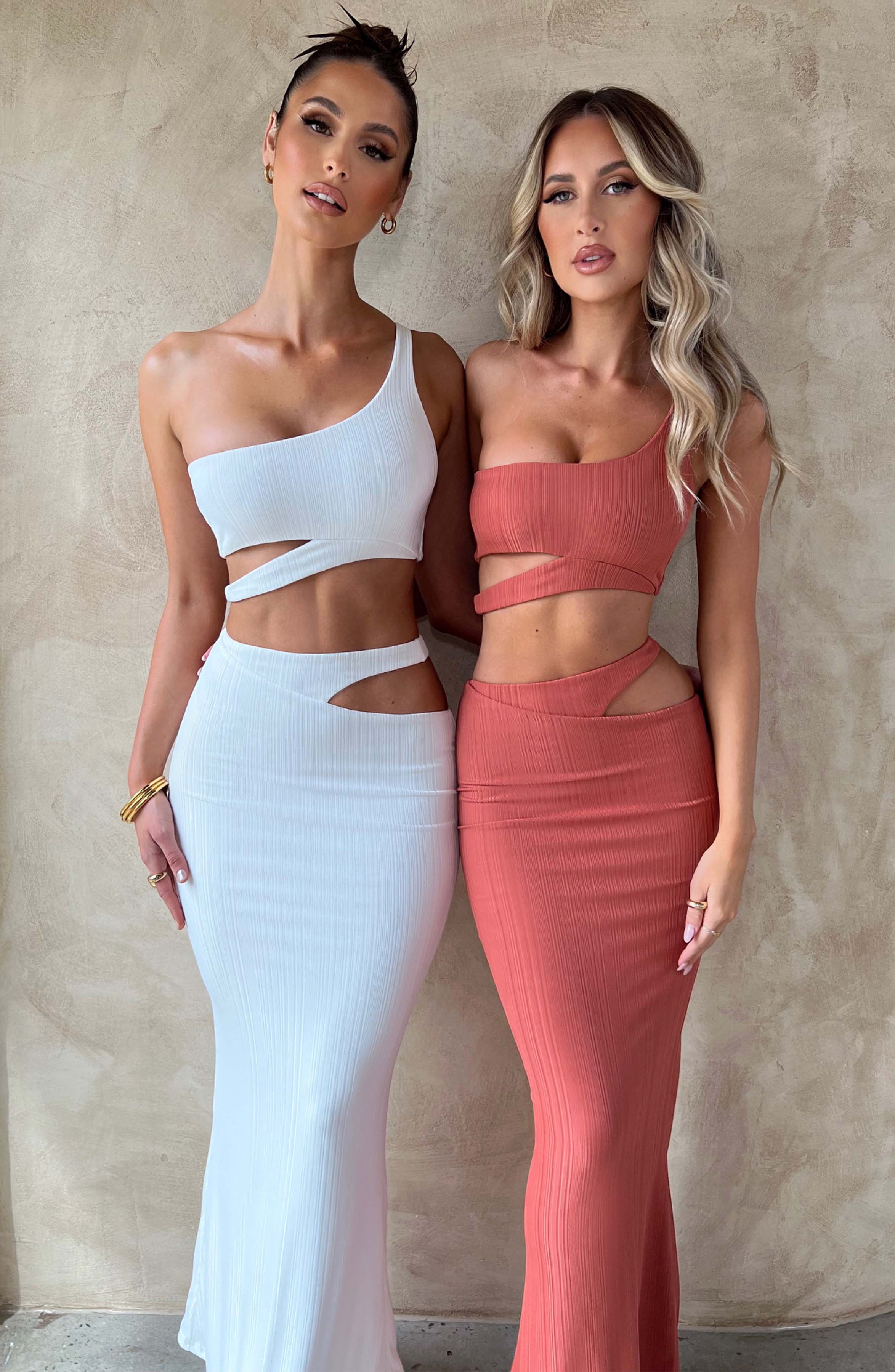 Tek Omuzlu Asimetrik Kesim Crop Top – Kiremit