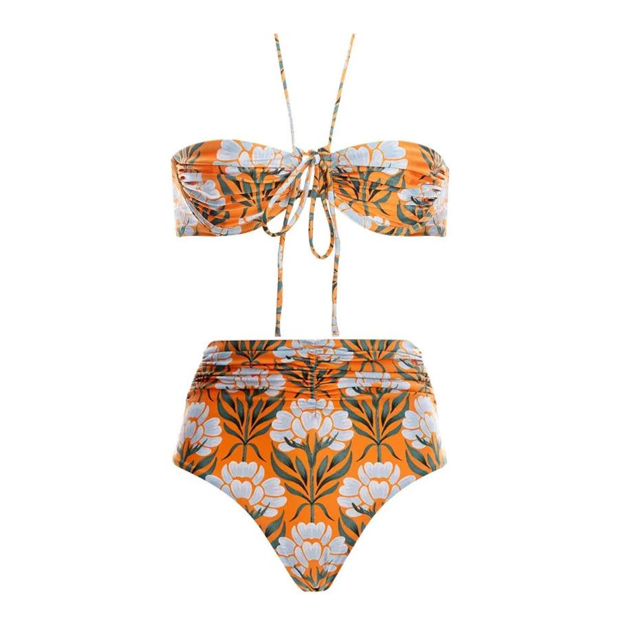 Lena Baskılı Büzgülü Üçlü Yüzme Seti