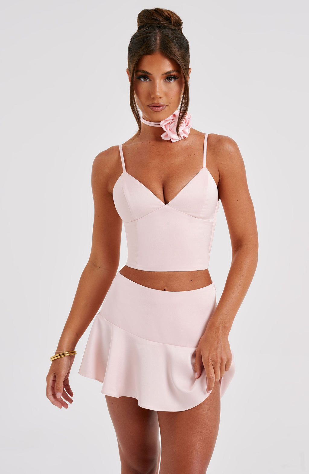 İnce Askılı Crop Top – Pudra