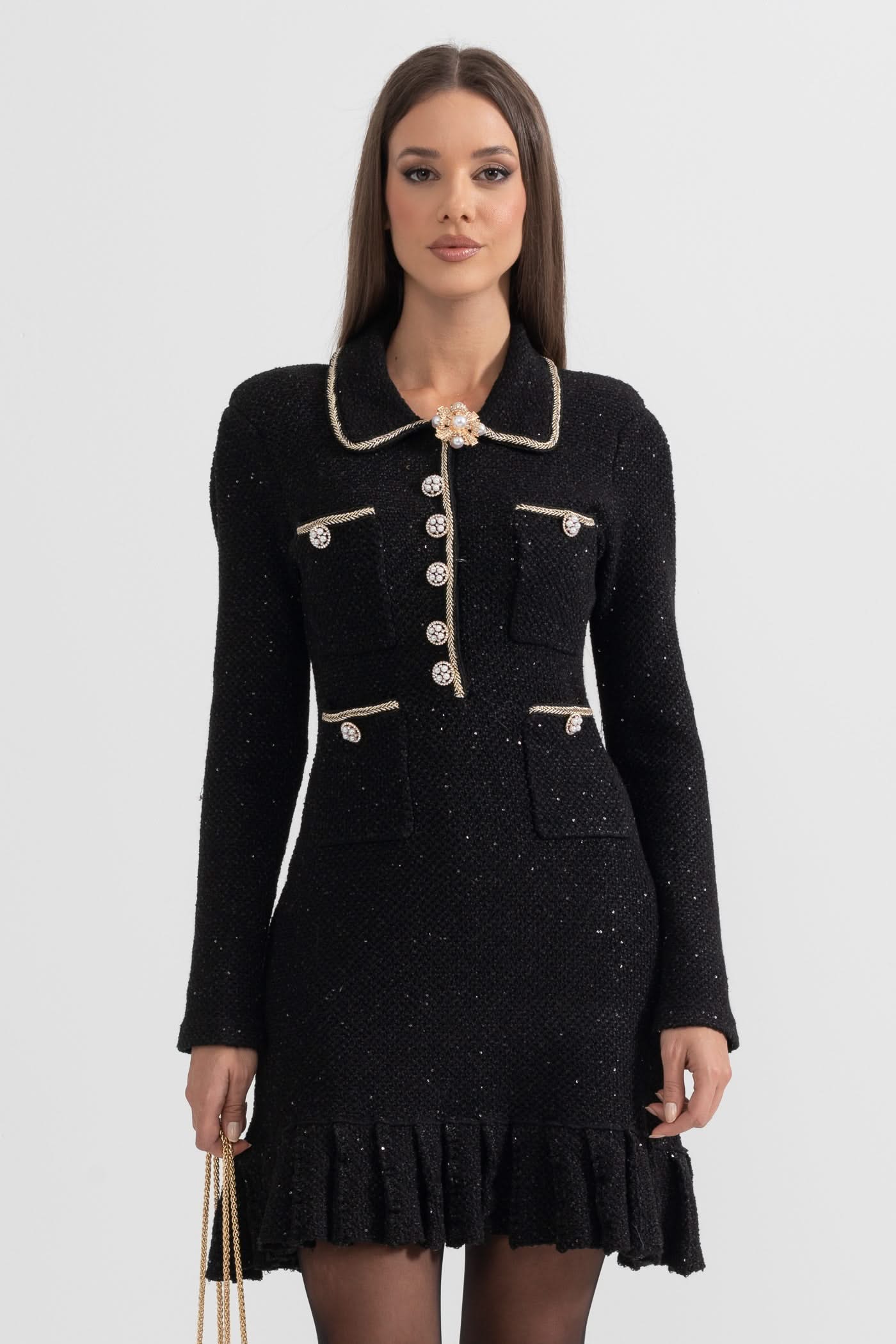 Örme Dokulu Elbise - Siyah