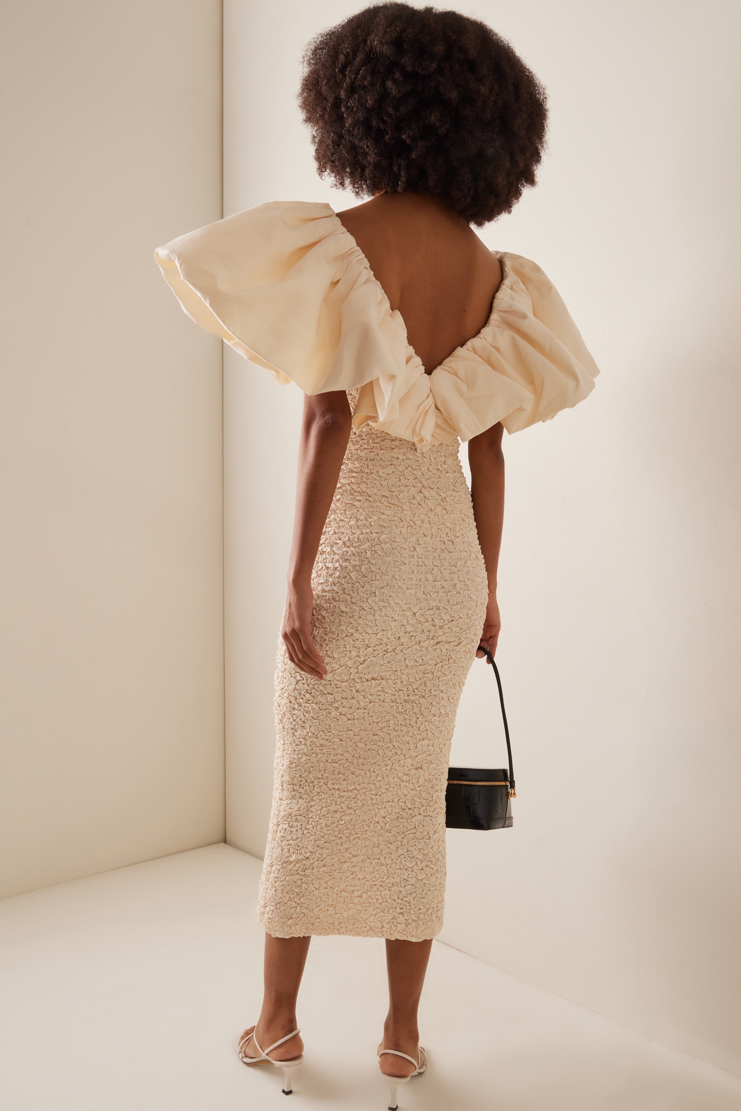 Darina Fırfır Dokulu Midi Elbise