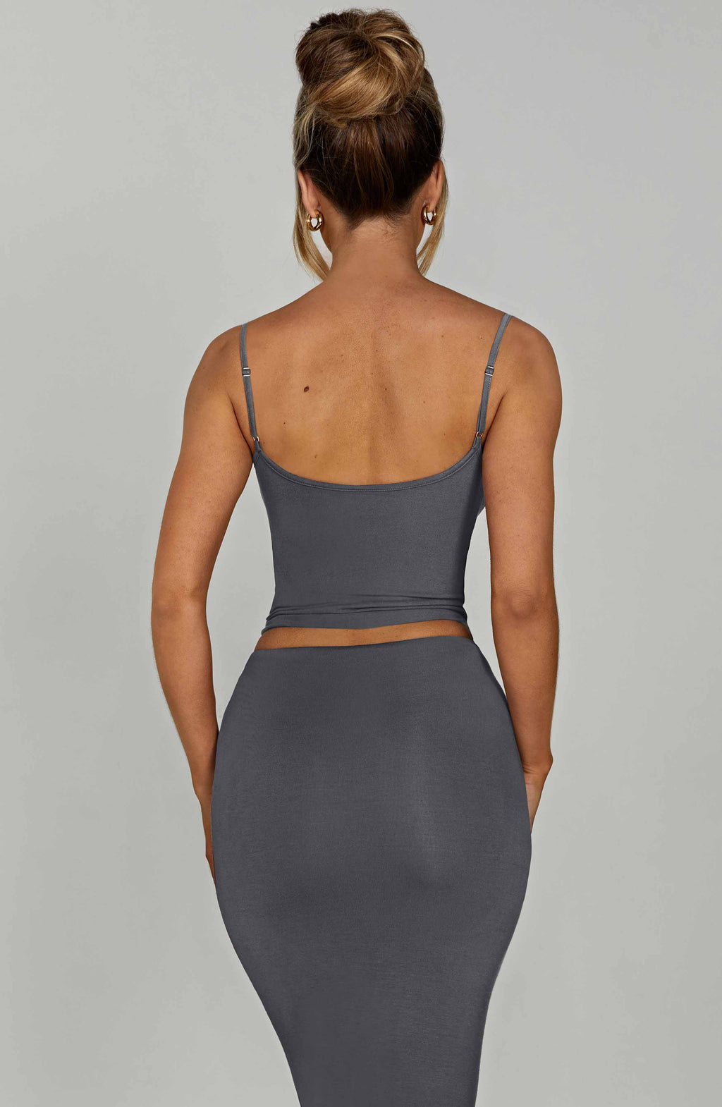 Askılı Slim Fit Basic Crop Atlet – Antrasit