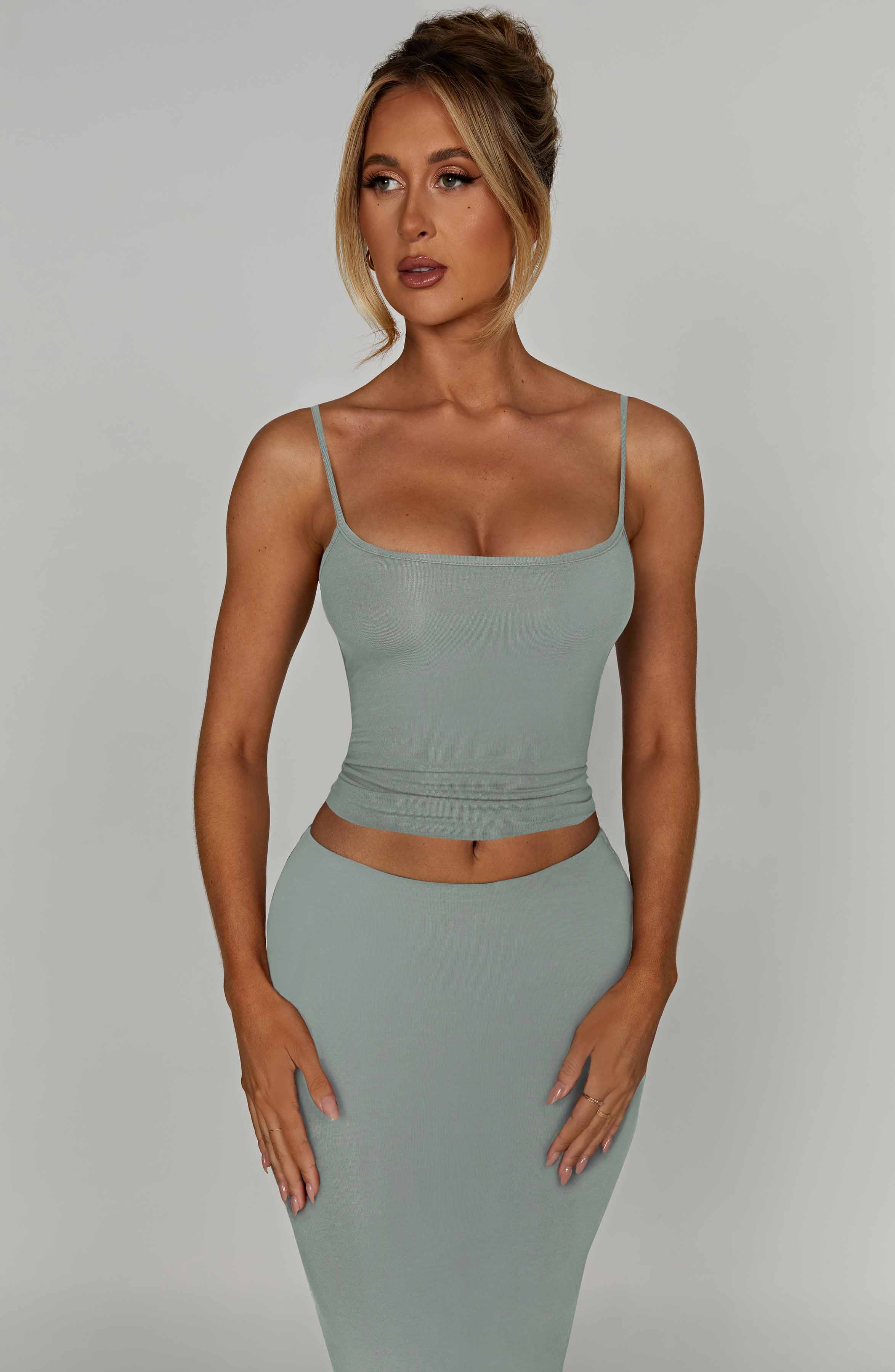 İnce Askılı Fit Kesim Crop Top – Mint