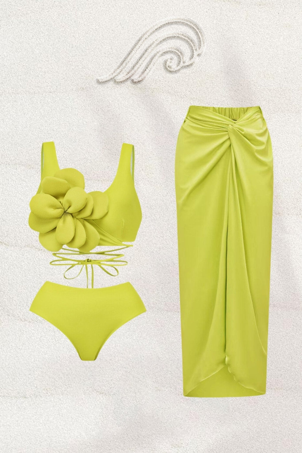 Marta Çiçek Bağcıklı Üç Parçalı Yüzme Seti