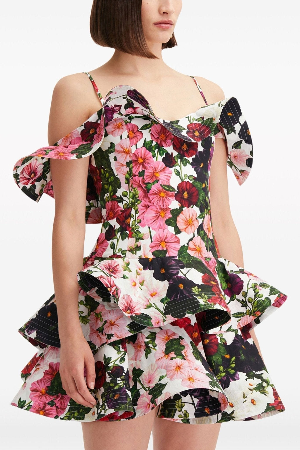 Muriel Baskılı Fırfırlı Slip Mini Elbise