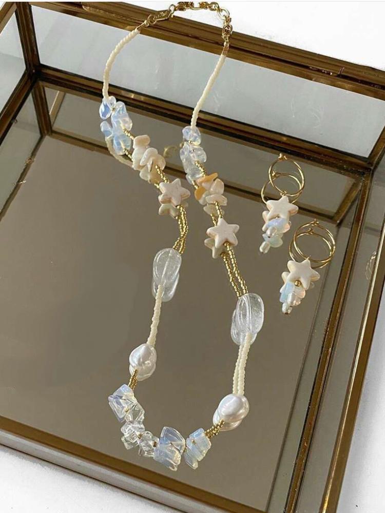 Nina Yıldız Deniz Kabuğu İnci İki Parçalı Takı Seti