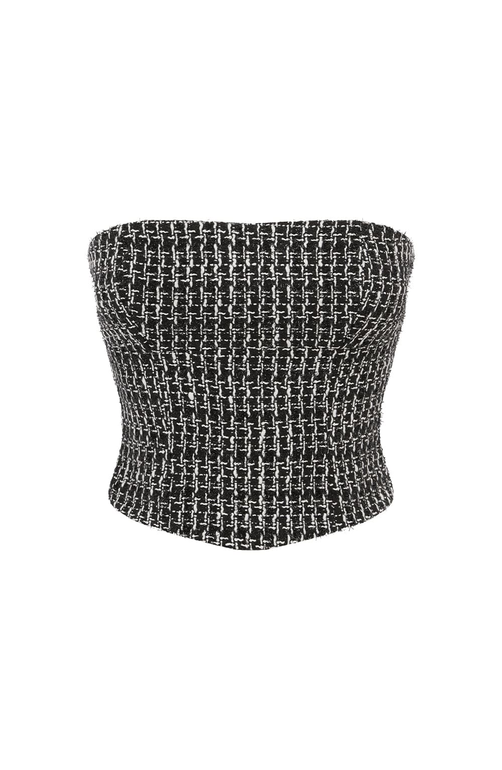 Dik Kesim Straplez Örme Kumaş Bluz – Siyah Beyaz