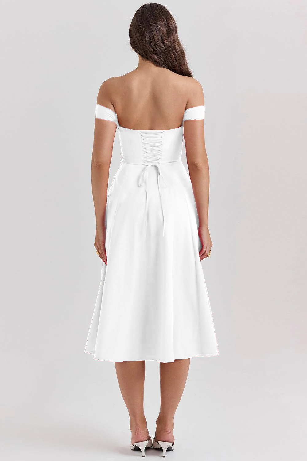 Bustier Çiçek Desenli Midi Elbise