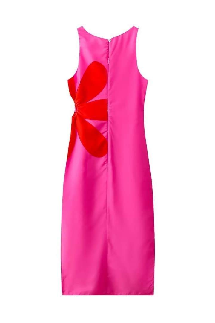 Ophelia Çiçek Baskılı Cut-Out Midi Elbise