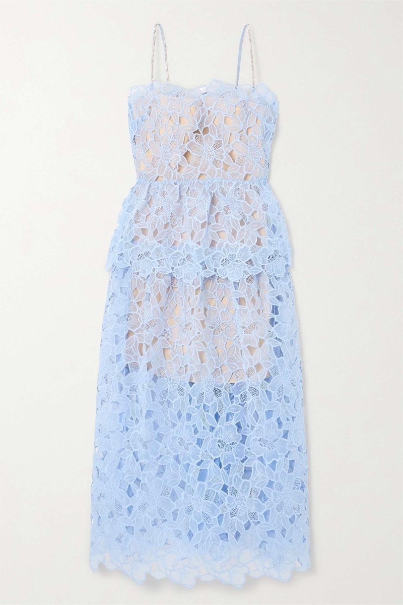 Ophelia Dantelli Katlı Cami Midi Elbise