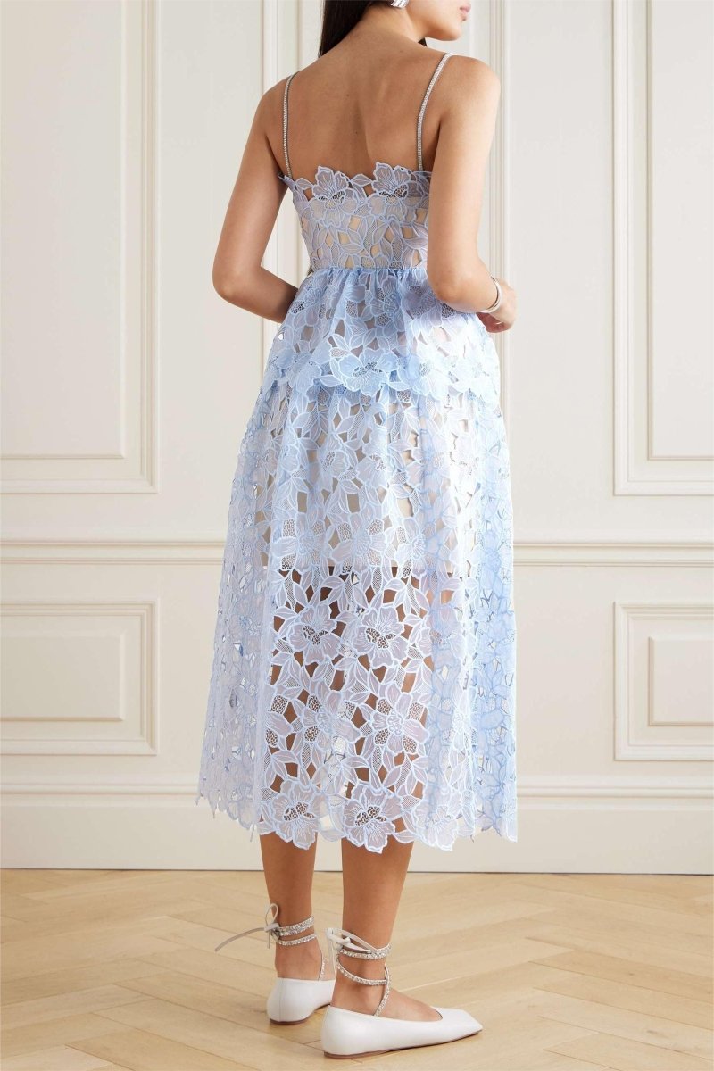 Ophelia Dantelli Katlı Cami Midi Elbise