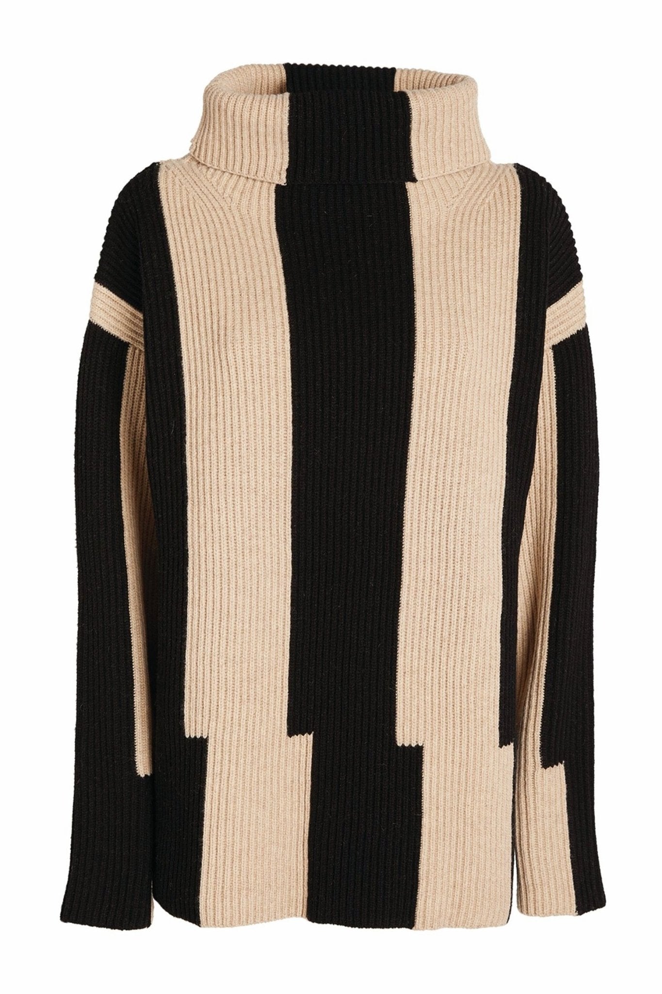 Penelope Yüksek Yaka Renkli Bloklu Kazak