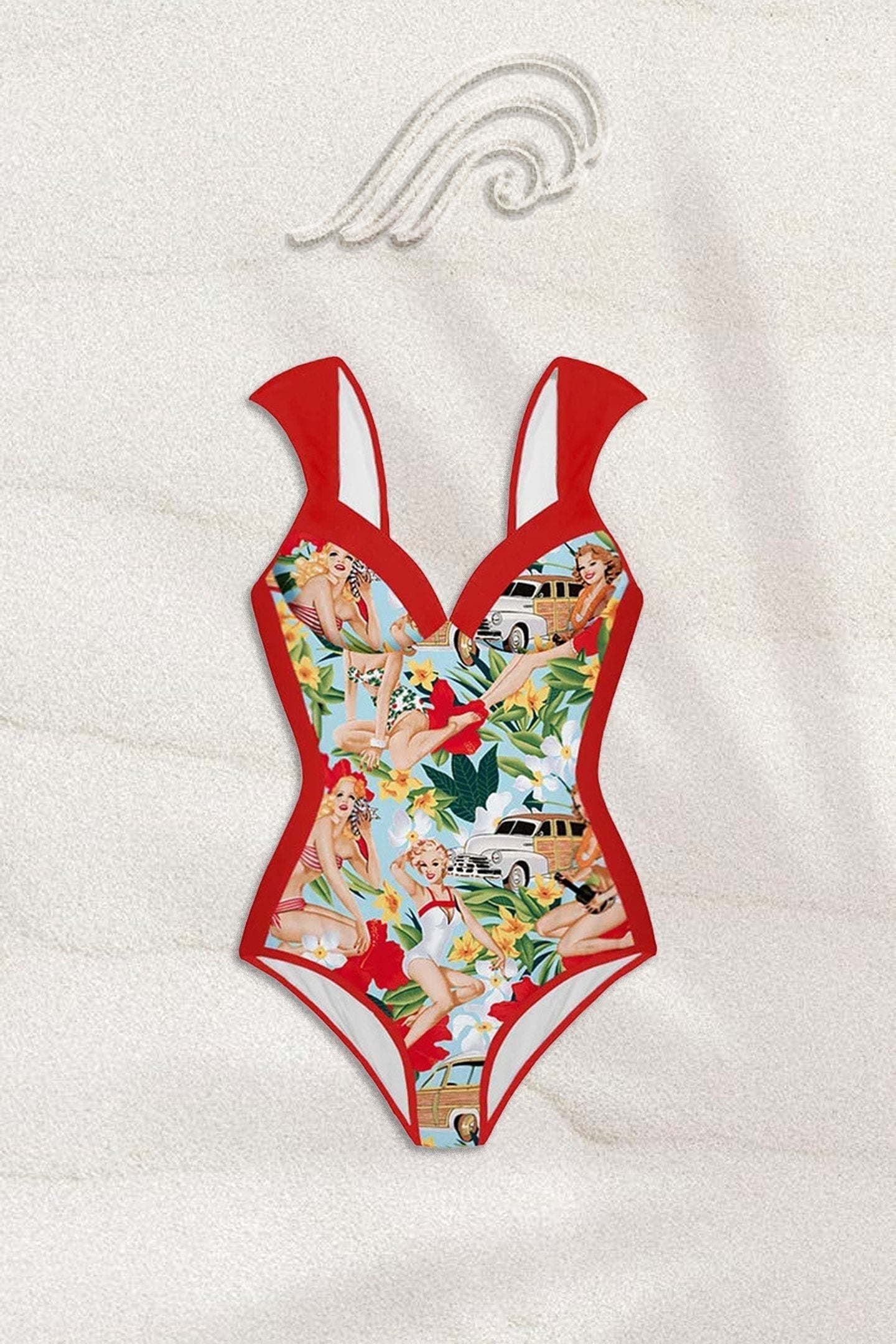 Poppy Retro Baskılı İkili Yüzme Seti