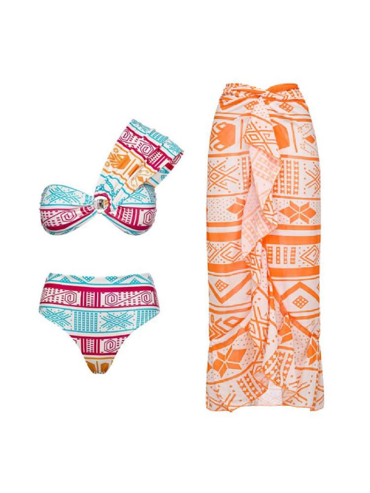 Maud Tribal Print Üç Parçalı Yüzme Seti