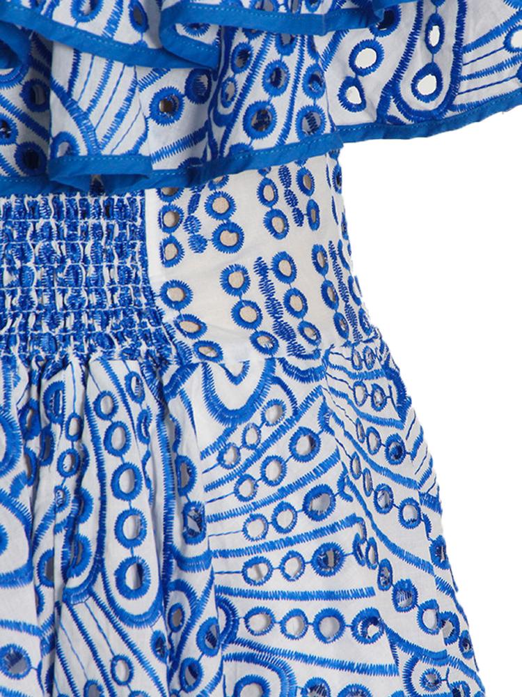 Dolly İşlemeli Dantel Fırfırlı Korse Flare Mini Elbise