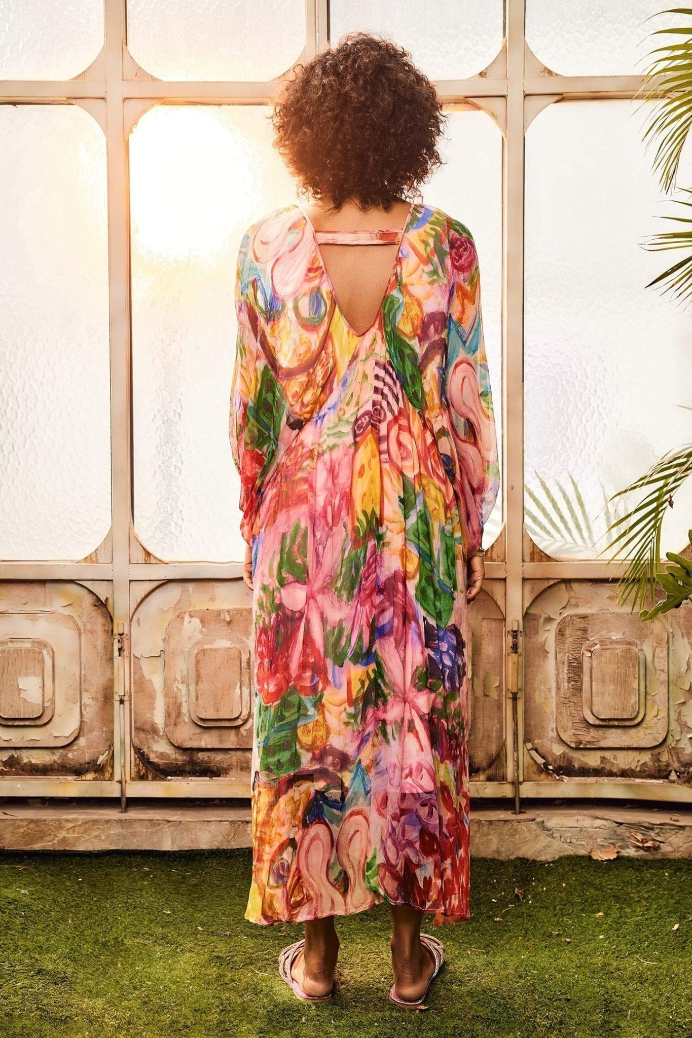 Quinn Baskılı Batwing Kol Midi Elbise